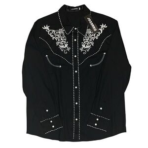 JoZorro Black Shirt with White Embroidery Men’s X-Large